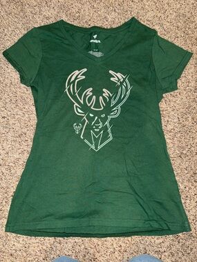 Women's Green Milwaukee Bucks V-Neck T-Shirt